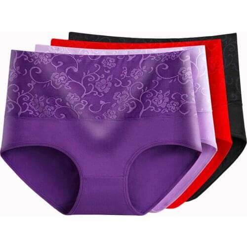 4Pcs/Set Women Panties High Waist Plus Size Sexy Cotton Underwear Female Belly Briefs Breathable Printing Lingeries Knickers