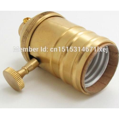 Free shipping Loft Vintage Retro Edison socket Base E27 antique brass Lamp Base with switch