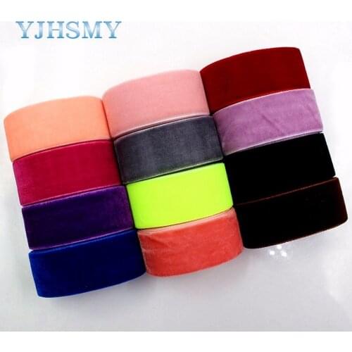 YJHSMY 1712305 25 mm 10 yards Solid color Flocking Thermal transfer Printed grosgrain Wedding Accessories DIY material