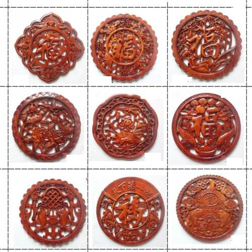 Southeast Asia solid wood carving round antique handicraft background wall hanging