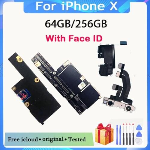 Factory unlocked for iphone x Motherboard 64GB/256GB,With/No Face ID for iphone X Mainboard 100% Original Logic boards Good work