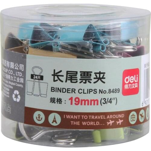 Deli 8489 Color printing long tail clip file clip swallow tail clip iron clip lovely cartoon clip student color clip