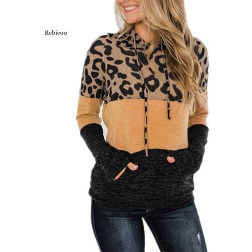 Women Hoodies New Fashion New Winter Outfit Hooded Splicing Printing Loose Fleece Sweatshirt