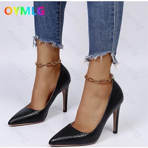 Thin high heels womens stiletto heel 2021 new one-word buckle with pointed shallow mouth single shoes temperament womens shoes