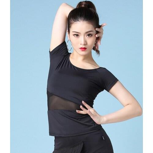 Short Sleeve Waist Patchwork Women Latin Dance Tops Latin Dancing Dress Cloth Tango Chacha Dancing Performamnce SS049