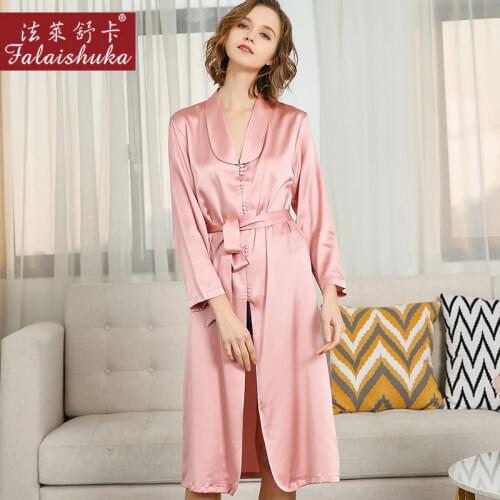 2020 Spring New Genuine mulberry silk women night dress sexy pink elegant bride sleepwear silky women wedding nightgowns S5660