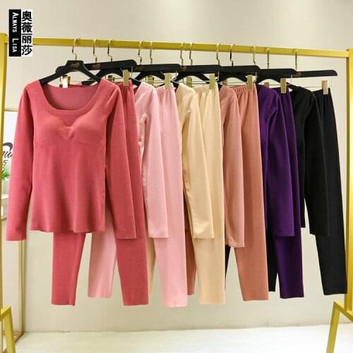 Womens Thermal Underwear Warm Ladys Clothing Long Johns Thermo Lingerie Winter Wear Female Thermal Underwear Set Body Shaped