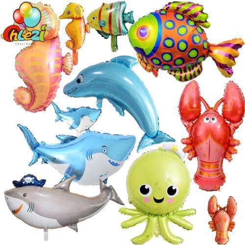 1pcs Large Fish Animal Balloons Birthday Party Shark lobster octopus Inflatable Toys Sea Theme Party Decorations shower Kids toy
