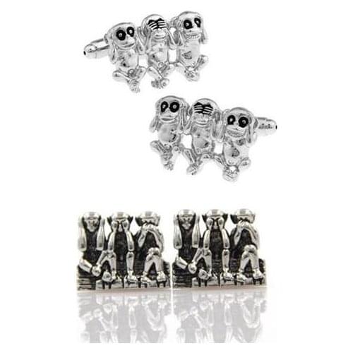 10pairs/lot Interesting Three Monkeys Cufflinks Funny Three Monkeys Cuff Links Shirt Buttons Mens Jewelry Fashion Gift