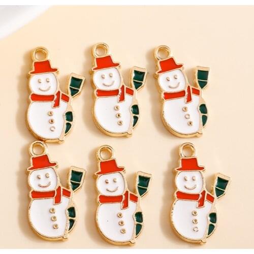 10pcs 10*20mm Enamel Winter Snowman Charms for Bracelets Pendants Earrings Making DIY Handmade Craft Jewelry Accessories