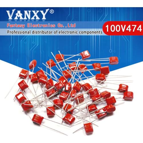 10PCS 100V474J 0.47UF 5% Pitch 5mm 470nf 474 100V CBB Polypropylene film capacitor
