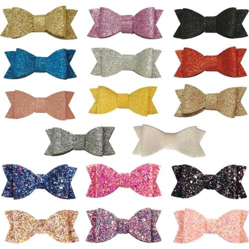 10pcs/Lot 3Inch Glitter Hair Bows Hair Clip Ponytail Holder Shiny Bows For Children Girls Hairpins Kids Hair Accessories
