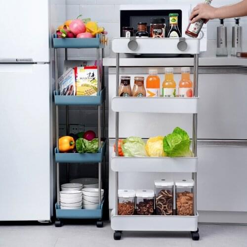 2/3/4 Tier Storage Rack Kitchen Trolley Storage Holder With Roller Wheels Multi-layer Bathroom Trolley Cart Shelf Home Organizer