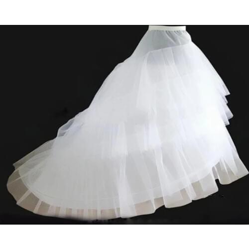 2 Crinoline 3 Layer Yarn White Petticoat for Long Tail Adjust Size Wedding Dress Vestido de Noiva Petticoat Accessories