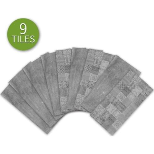 9pcs/Lots 10x20cm Kitchen Tile Sticker Dark Gray Cement Tile Wall Stickers Bathroom Stickers Self-adhesive Decor Accessories