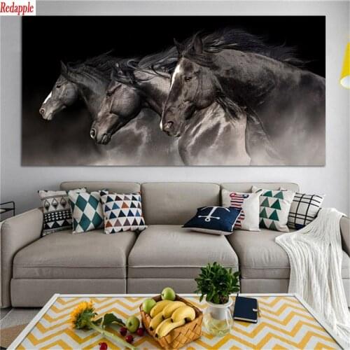 Diamond embroidery Modern animal art, three running horses full square round drill diamond painting 5d diy diamond mosaic home