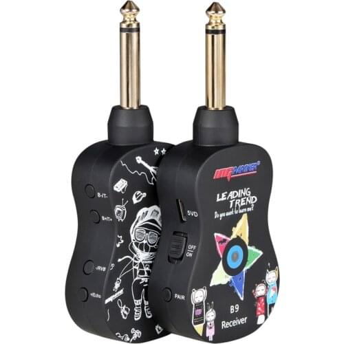 B9 Wireless Guitar System Built-in Rechargeable 4 Channels Wireless Guitar Transmitter Receiver for Electric Guitar B
