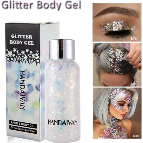 Glitter Body Gel Sequin Dazzling Daily Party Holiday Stage Face Eye Hair Painting Makeup Glow Cool Beauty Colorful Cosmetics