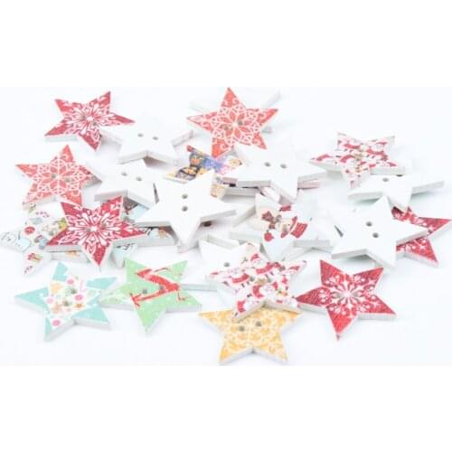 Wood Star Shaped Sewing Buttons Star Pattern Handmade Scrapbooking Craft for Christmas Home Decoration 20pcs 25mm