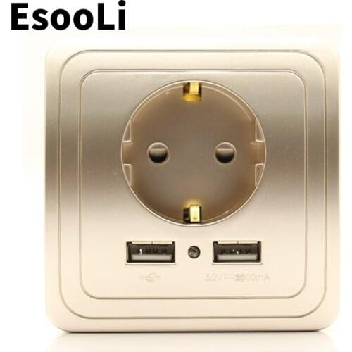 Jim DuDu Smart Home Dual USB Port Wall Charger Adapter Charging 2A Wall Charger Adapter EU Plug Socket Power Outlet PC Panel