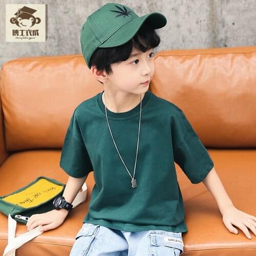 Aesthetic Japan T Shirt Boys Interesting Printed T-shirt Green Round Neck Japanese Streetwear Roupa Infantil T Shirt Boys BA60DX