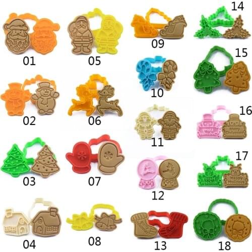 Christmas Santa Shape 3D Pressable Stamped Embossed Biscuit Cookie Cutters Mold 124E