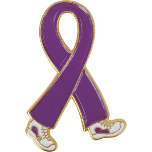 General Cancer Awareness Walking Running Eastern Star OES Sneaker Shoe Lavender Ribbon Lapel Pins