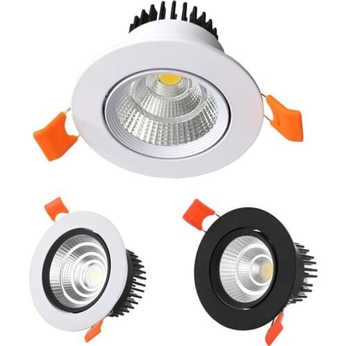 Round Recessed LED Downlight 5w 7w 9w 12w 15w 18w Dimmable 110V 220V COB Ceiling Lamp Spot Light For Indoor Lighting