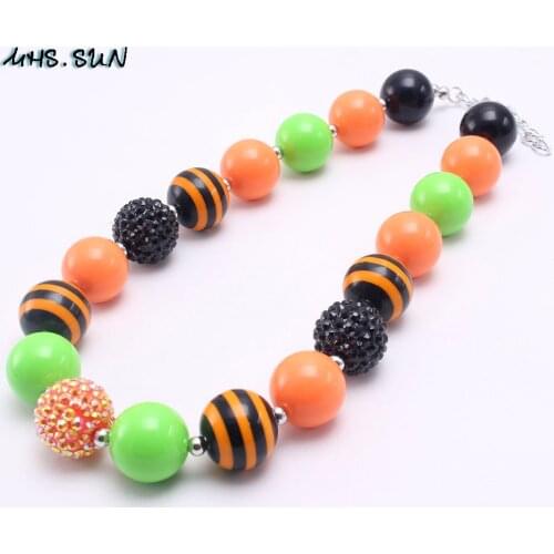 MHS.SUN Halloween Style Girls Kids Beads Necklace Cute Design Baby Child Bubblegum Chunky Necklace For Festival Party Gifts