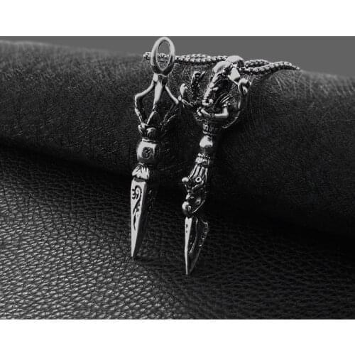 Fashionable Titanium Steel Vajra Pendant Retro Buddhist Fashion Jewelry Simple Wild Necklace