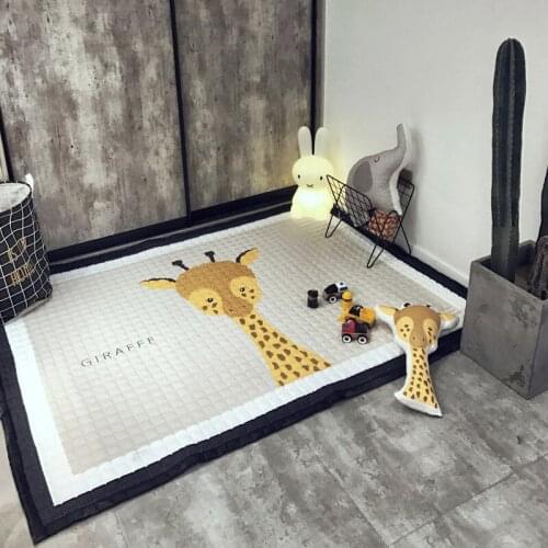 Cartoon Giraffe Animals Mat Polyester Fabric 145x195cm Rectangle Parlor Bedroom Knitted Mat Kids/Children Crawling Mat Carpet