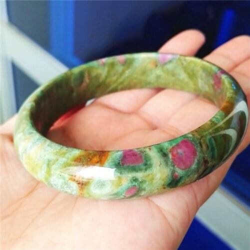 Genuine Natural Ruby Zoisite Gemstone Fashion Woman Lady Crystal Natural Stone Bangles Inner Diameter 61mm