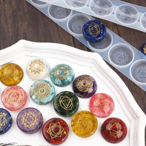 New transparent silicone mold resin decorative crafts DIY seven chakras semicircle hemisphere round resin mold epoxy resin