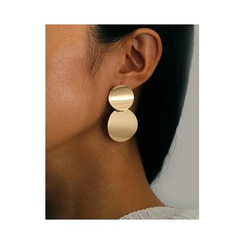 New Fashion Round Dangle Korean Drop Earrings for Women Geometric Round Gold Color Earring 2021 Trend Wedding Jewelry