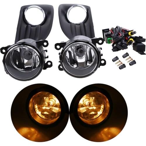 Front Bumper Left and Right Fog Light Lamp Cover Grille Kit for Ford Fiesta Hatchback 5-Door 2012-2016 Facelift H11 12V 55W