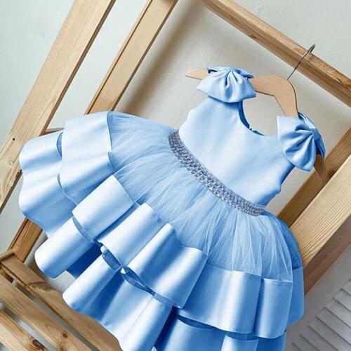 Princess dress Girls Lace Wedding Dress for Girls Elegant Party Gown Frocks Dresses Blue girl dresses baby girl dress
