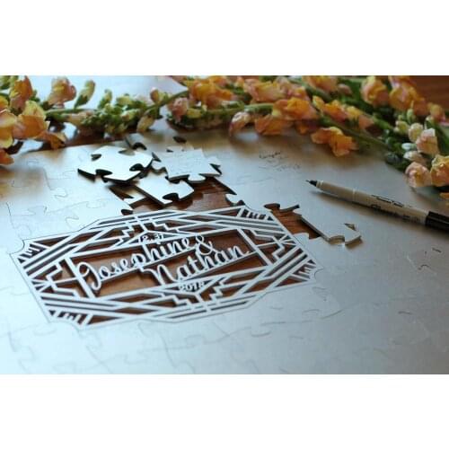 Custom Wedding Puzzle。Guest Book Alternative, Personalized Wedding Guest Book, Art Deco Wedding Guest Book Puzzle, Unique Guest