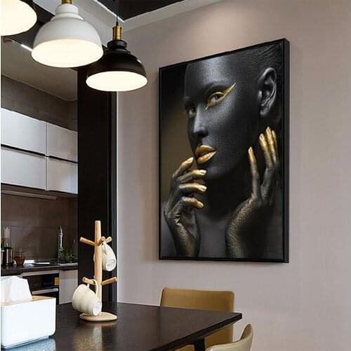 MUTU Portrait Black Girl Modern Decorative Posters Canvas Paintings For Living Room Bedroom Wall Art Canvas Prints Unframed