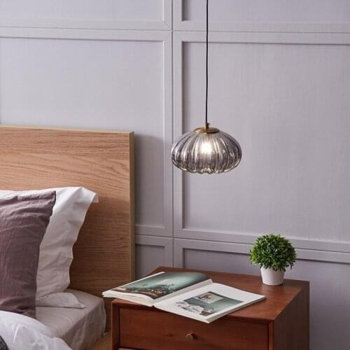 Simple Pumpkin Glass Pendant Lights Nordic Bedroom Bedside Lamp Dining Room Restaurant Kitchen Bar Porch Aisle Pendant Lamps