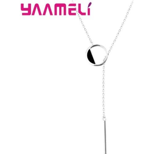 Simple 925 Sterling Silver Necklace Geometric Stick Bar Pendant Necklace Women Temperament Clavicle Chain Choker Jewelry