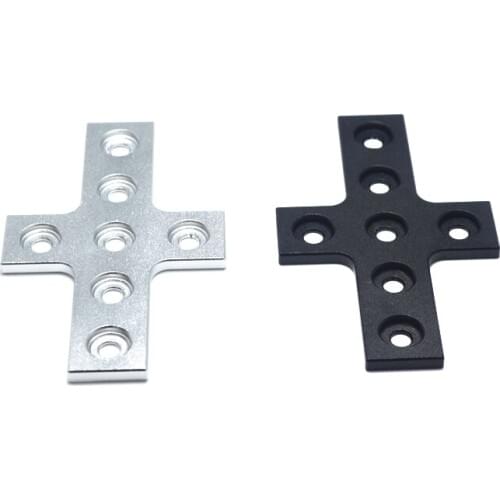 Silver / Black 7 hole X shape joining plate for 2020 aluminum profile