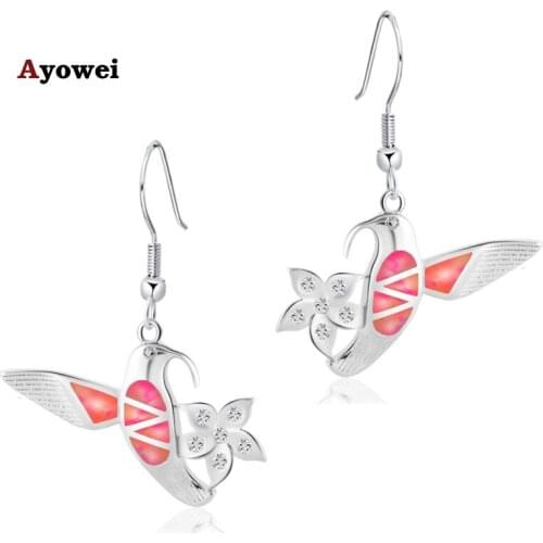 Modern design Wholesale & Retail Red Fire Opal Silver Stamped Dangle Earrings Zircon Fashion Jewelry Opal Jewelry OE435A