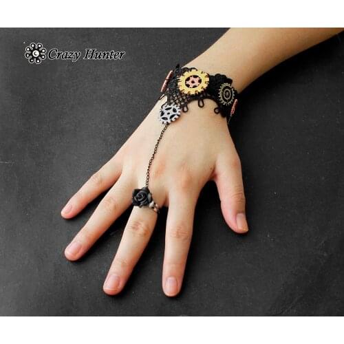 Steampunk Lace Gears Cuff Bracelt Cosplay For Womens or Girls