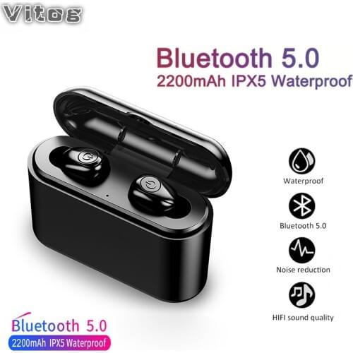 VITOG X8 TWS True Wireless Headphone 5D Stereo Bluetooth 5.0 Earphone IPX5 Waterproof Sport Headsets with 2200 mAh Power Band