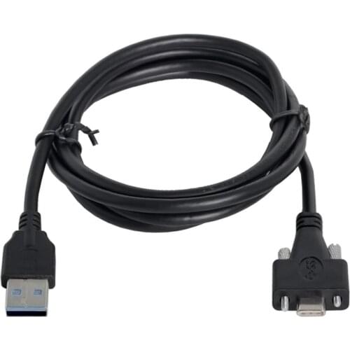 USB 3.0 Type-A Male to USB 3.1 Type-C Male Data Cable Panel Mount Screw Locking USB Type C 3.1 Gen 1 Cable