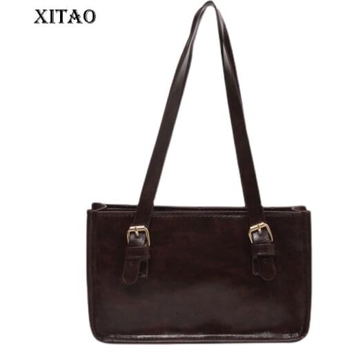 XITAO Vintage Shoulder Bags Women Tide Fashion New Style Square Sequined Patchwork Casual Match All Solid Color Elegant WMD2223