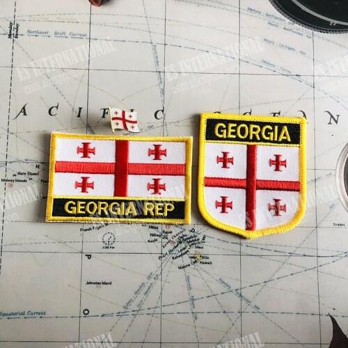 National Flag Embroidery Patches and Metal Flag Lapel Pin GEORGIA