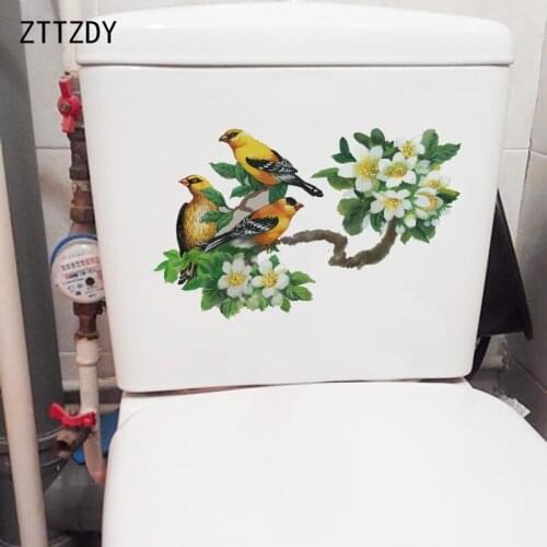 ZTTZDY 26.8CM×16.5CM Tropical Bird Plant Wall Sticker Home Decoration WC Toilet Accessories T2-0906
