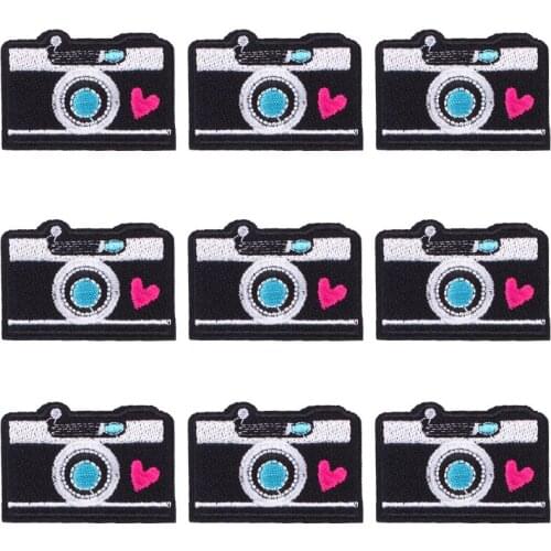 Pulaqi 10PCS Camera Cartoon Patch Cute Wholesale Patches Iron On Patches For Clothing Stripe Wholesale Dropship Custom Patch