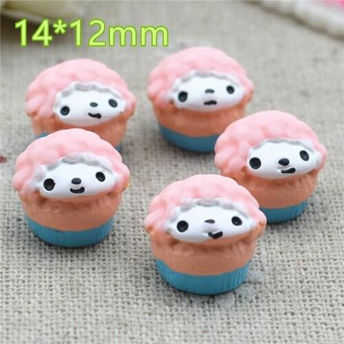 10PCS pink cute lamb Resin Flat back Cabochon Miniature food Art Supply Decoration Charm DIY Craft
